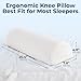 5 STARS UNITED Knee Pillow for Back Sleeping – Memory Foam Cushion for Sciatica Pain Relief – Under Leg Support for Sleeping on Back – Half Moon Bolster for Bed, White