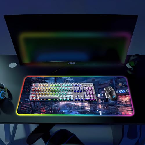 Tapis de souris de jeu RVB au design de rues japonaises nocturnes LED - 6