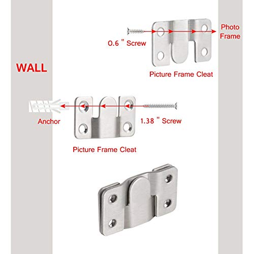 French Cleat, Loufimidon Picture Frame Cleats, Stainless Steel Picture Hanging Cleat, Flush Mount Bracket For Mirror, Photo Shelf And Cabinet(6 Pair, Sliver) Look For Our Store Cz3C #TOP4