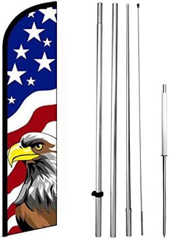 American Eagle USA Windless Feather Swooper Flag 15 ft Tall Kit Glory Patriotic Banner Sign bf-h