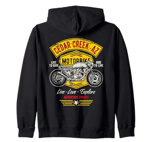 Cedar Creek AZ USA Style rétro vieilli Style moto Sweat à Capuche
