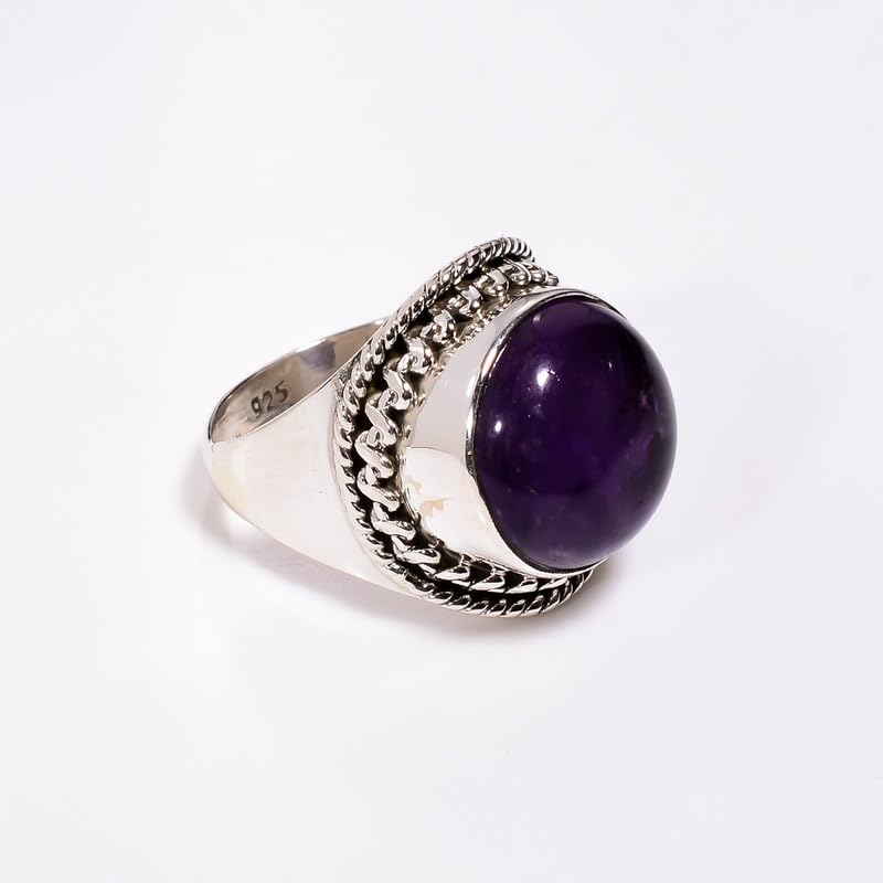 Bague en améthyste naturelle et argent style vintage faite main - 4