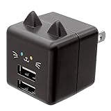 ラスタバナナ USB充電器 AC USB-A 2ポート Smart IC搭載 モバにゃー モバニャー 合計2.4A ネコ 黒猫 ごま RAC2A2A02GOM