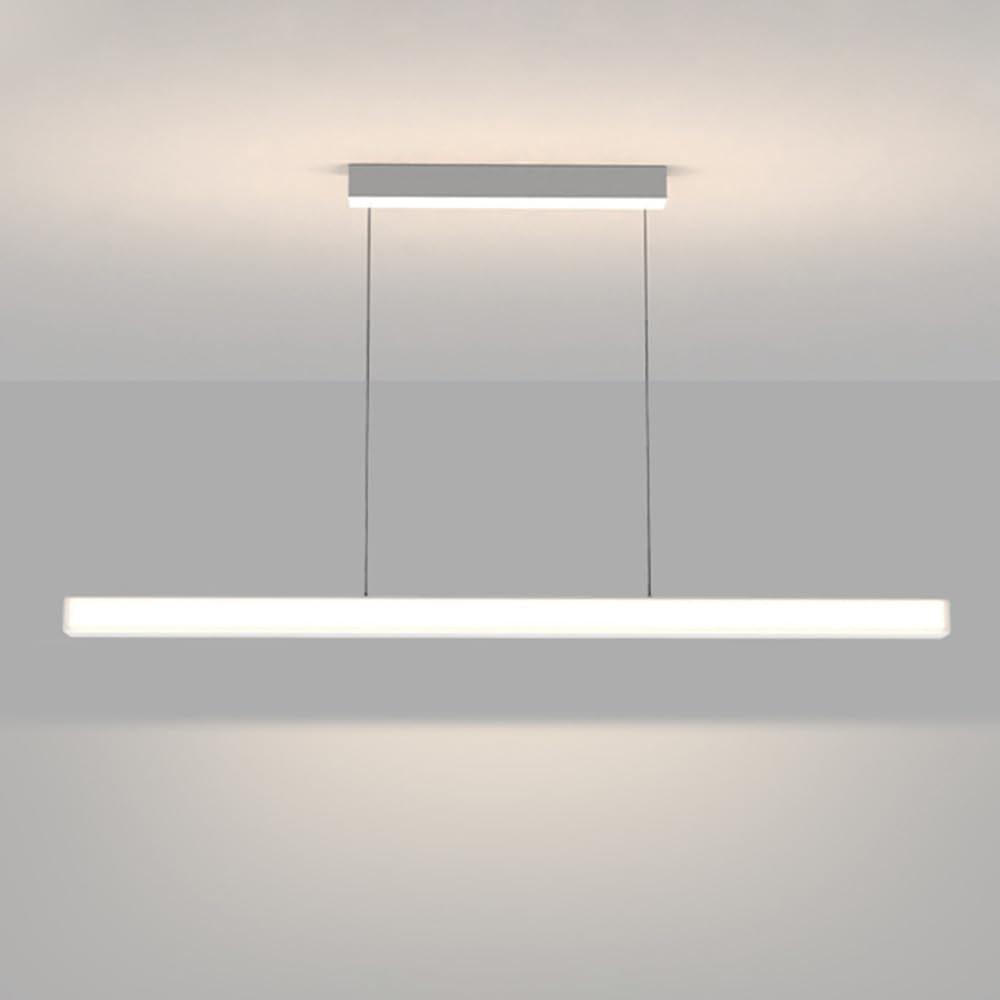 Nowoczesne liniowe lampy wiszące 39,4 cala, 3-kolorowa ściemnialna lampa wisząca Wyspa kuchenna, Wisząca oprawa oświetleniowa LED z długimi paskami do jadalni, biura 12 W (biała) Chaser of Light