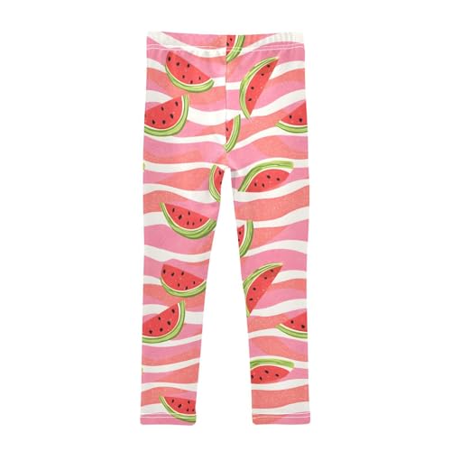 Red Watermelon Stripe Girls Leggings Soft Stretch Workout Yoga Dance Pants for Kids Casual Tights2
