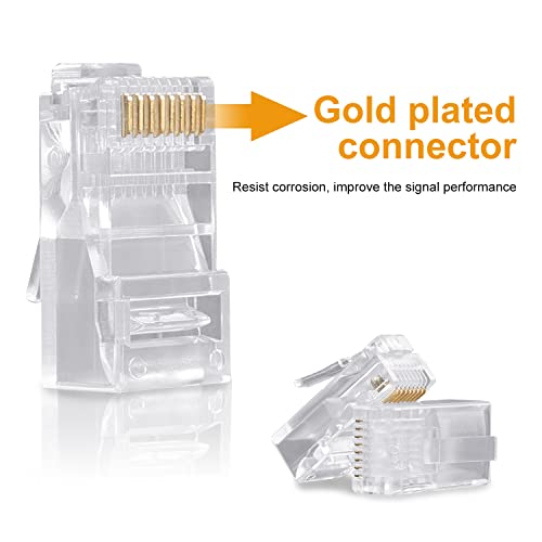 Shd Rj45 Connectors Rj45 Crimp Ends 8P8C Utp Network Plug For Cat5 Cat5E Cat6 Stranded Cable Solid Crystal Head 100Pcs #TOP3