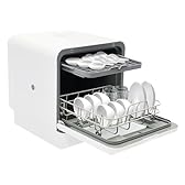Lavastoviglie 4-6 coperti, 41×46×46 cm Portatile Lavastoviglie da Tavolo con Asciugatura ad Aria Calda, Capacità da 6L, Lavaggio a 360° Superiore e Inferiore, 4 Programmi, Controllo Touch