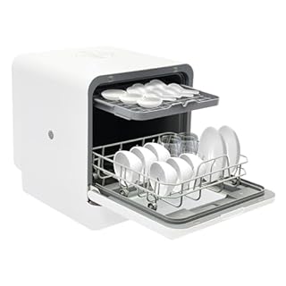 Lavastoviglie 4-6 coperti, 41×46×46 cm Portatile Lavastoviglie da Tavolo con Asciugatura ad Aria Calda, Capacità da 6L, Lavaggio a 360° Superiore e Inferiore, 4 Programmi, Controllo Touch