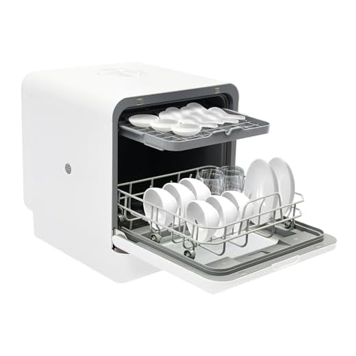 Lavastoviglie Portatile, Lavastoviglie Compatta da Tavolo con Asciugatura ad Aria Calda, Capacità da 6L, Lavaggio a 360° Superiore e Inferiore, 4 Programmi, Controllo Touch, Display a LED, Bianca