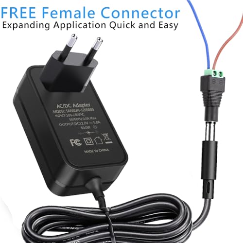 12V 5A Netzteil 60W AC DC Adapter (Eingang 110V-220V, Ausgang 12 Volt 5 Amp 60 Watt) DC Konverter LED Treiber Beleuchtung Trafo für 12V 5A Flexible LED Band Strip Light (1PCS)