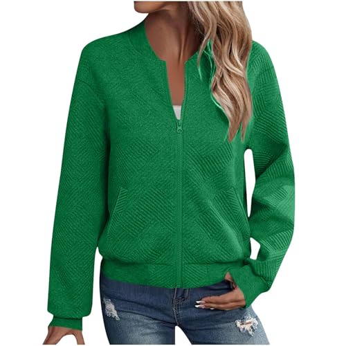 Jackets for Women Fall Winter Full Zip up Coats Long Sleeve Plain Trendy Coat with Pocket Teen Girls Fashion Clothing