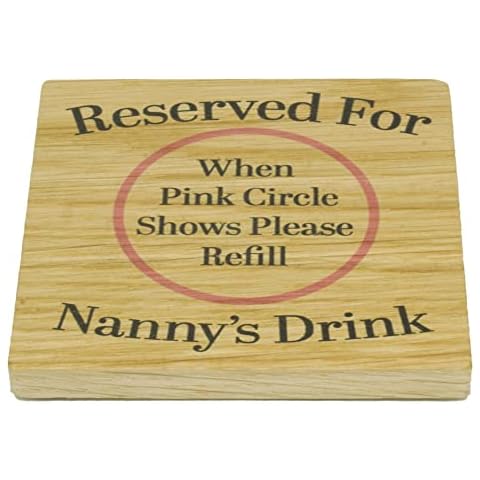 Reserved For Nanny’s Drink Solid Oak Drink Coaster from Grandchildren. Birthday item. Wood Mat for Drinks. Token for Nan to be Cover