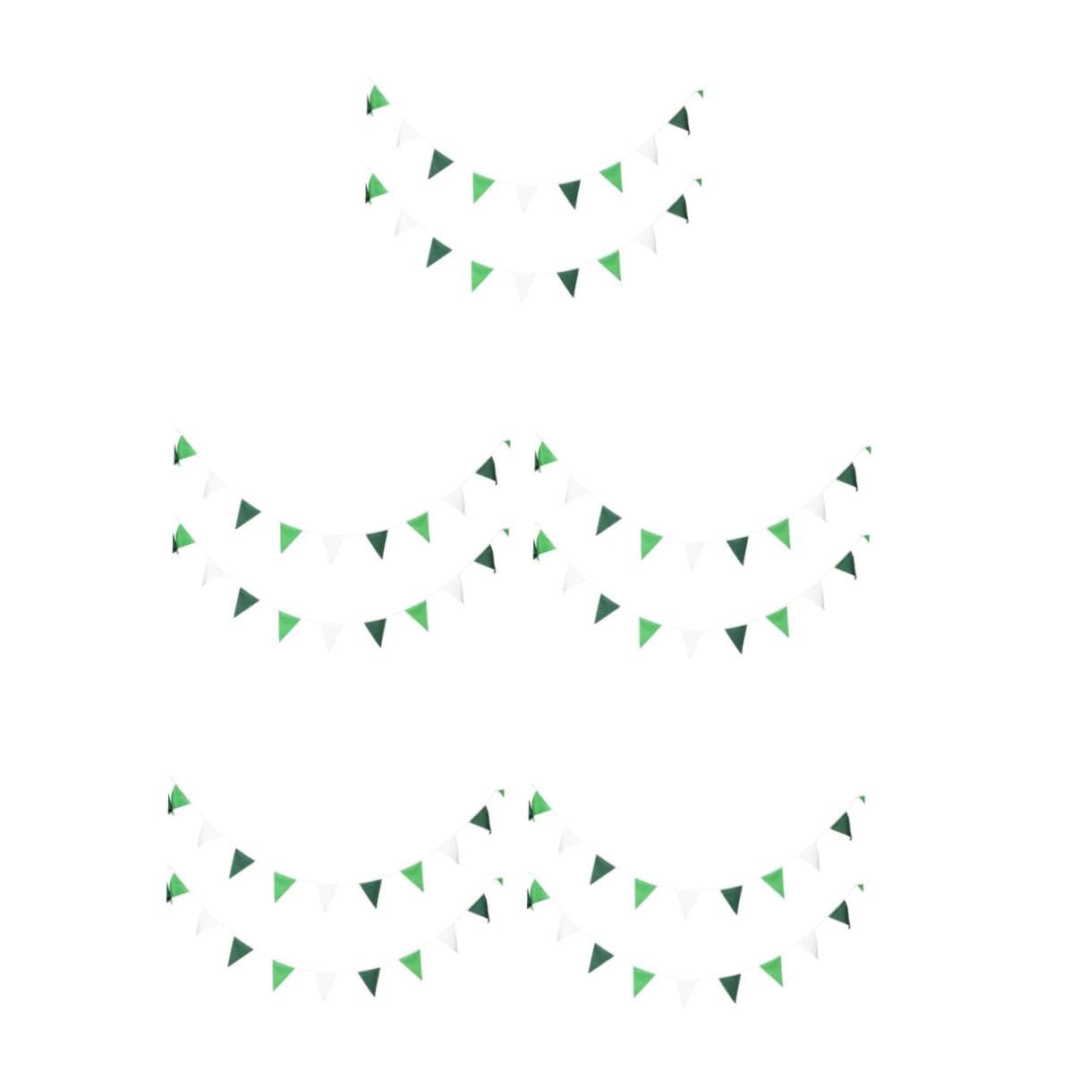 HANABASS 5 Piezas Banderines Triangulares Poliéster Sólido Degradado Verde para Decoración Boda Cumpleaños y Fondo Fotos