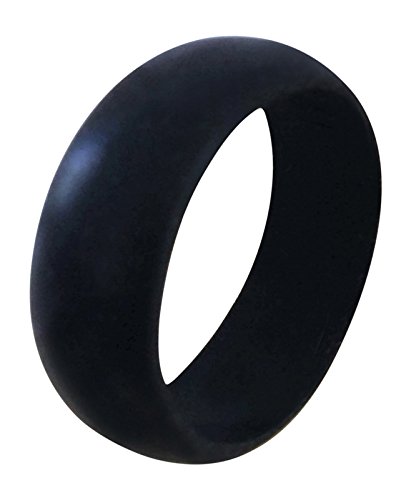 Best Men's Super Safe Silicone Wedding Band in Bold Black & Cool Grey, Safe On Job, Great Exercise Band, Hypoallergenic, Non-Conductive, Heat-Resistant, Tear Away in Accidents - Set of 2