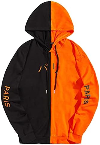 Romwe Men’s Hooded Sweatshirt Color Block Long Sleeve Hoodies Pullover Tops