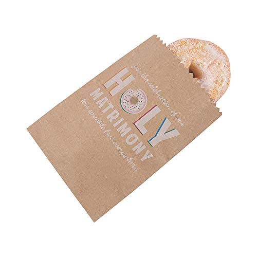 Fun Express Holy Matrimony Wedding Donut Treat Bags - Reception Party Supplies - 50 Pieces