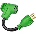 RVMATE 4 Prong 12 Inch 30 Amp to 50 Amp RV Generator Adapter Cord, STW 10/3, L14-30P Male Plug to 14-50R Female Connector with LED Indicator