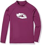 TSLA Girls Long Sleeve Rash Guard Swimsuit, UV/SPF Water Beach Surf Swim Shirt, UPF 50+ Sunscreen Swimwear Shirts, Wave Guard Plum, 10