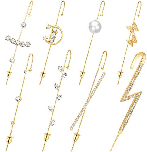 Cocamiky Ear Wrap Crawler Hook Earrings Sparking Cubic Zirconia Earcuffs Gold Climber Piercing Cartilage Hypoallergenic Earrings 8Pcs Set for Women Girls