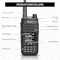Talkpod A36plus 8W Dualband-Funkgerät mit 3200mAh Akku, Handfunkgerät mit großer Reichweite für Erwachsene Walkie-Talkies Inklusive komplettem Kit (Schwarz) – Ansicht 2