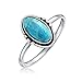 Produktbild Bling Jewelry Westlicher Boho Zarter Fassung Ovaler Cabochon Edelstein Blauer Türkisring für Frauen Teenager 1MM Dünnes Band Oxidiertes .925 Sterlingsilber