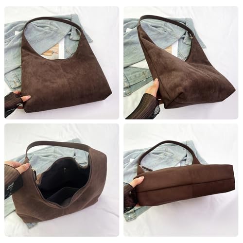 Bolso de hombro de gamuza para mujer Tote Hobo miniatura 6