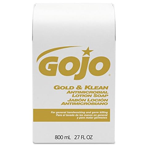 GOJO 800 Series Gold & Klean Antimicrobial Lotion Soap, 800 mL Lotion Soap Refill for GOJO Bag-in-Box Dispenser (Case of 12) - 9127-12 Cover
