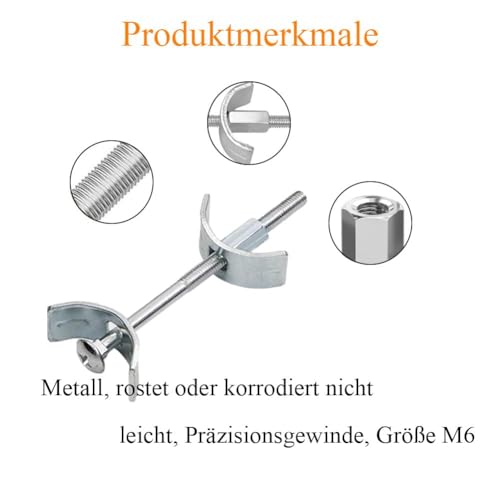 Kisstta 6 Stück Arbeitsplattenverbinder, M6 100mm Möbelverbinder, Massivholzverbinder, Metallischer Arbeitsplattenverbinder, Plattenverbinder für Küche, Schreibtisch, Möbel