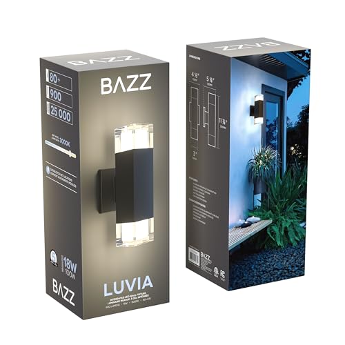 BAZZ LUVIA 18W LED Outdoor Wall Light, 900 Lumens, 3000K Warm White, Matte Black, Aluminum Body with Acrylic Diffuser, Dimmable, Wet Location Rated, Modern Square Design, ETL & FCC Listed by BAZZ - Image 4
