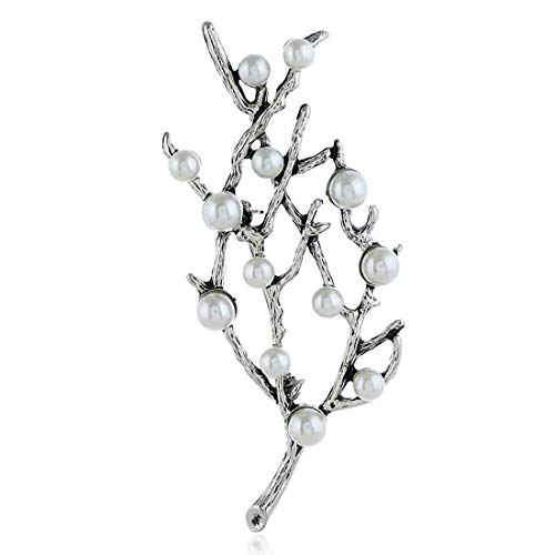 Preisvergleich Produktbild Weihnachtsdekoration Europa und Amerika Weihnachten Pflaume Perle Dreidimensionales Brosche Retro- vorzügliche Legierung Blumen-Niederlassungs-Brosche Weihnachten Geschenk Blei Brosche Schmuck (Farbe