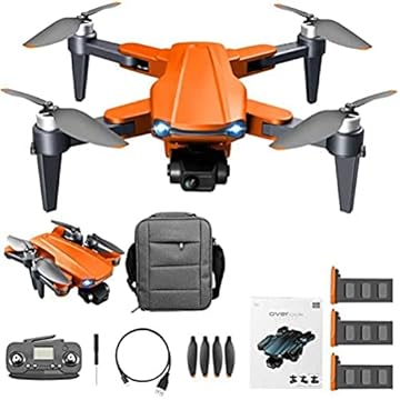 Drones GPS FPV WiFi de 5 GHz, mini drone com câmera HD 8K, drone dobrável com cardan de 3 eixos, drone GPS com motor sem escova, posicionamento de fluxo óptico, modo sem cabeça, laranja