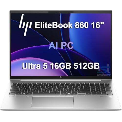 Image of HP EliteBook 860 G11 Business AI PC Laptop (16 inch FHD+ Anti-Glare, Intel 12-Core Ultra 5 125U (> i7-1355U), 16GB DDR5 RAM, 512GB SSD) Fingerprint, Backlit, 5MP IR Webcam, 2x Thunderbolt 4, Win 11 Pro