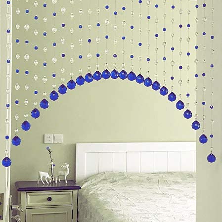 Image of K9L 40 String, Acrylic Bead and Drops, String Hanging Crystal Curtain (40 String Suitable to 5 to 6 Feet Width) (Blue)