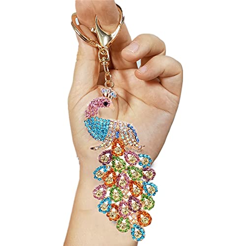 Peacock Crystal Rhinestone Alloy Metal Keychain Key Chain Key Ring Charm (Rainbow) #TOP2