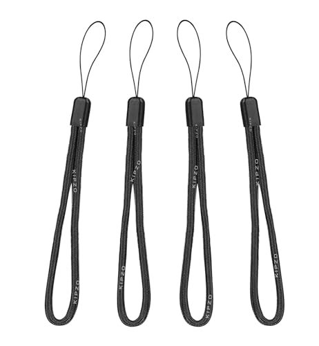 Image of Black Multipurpose Hand Wrist Strap Lanyard 4 Pcs for Cell Phone Cover Key Ring Pen Drive Badge Holders Charm DIY Jewellery Straps Thread Ring with Hook Smart Round Zip Carry case Pouch