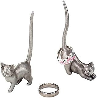 Fabulous Felines Silver Pewter Cat Ring Holder Jewellery Stand Display Organiser Rack Cats Lover