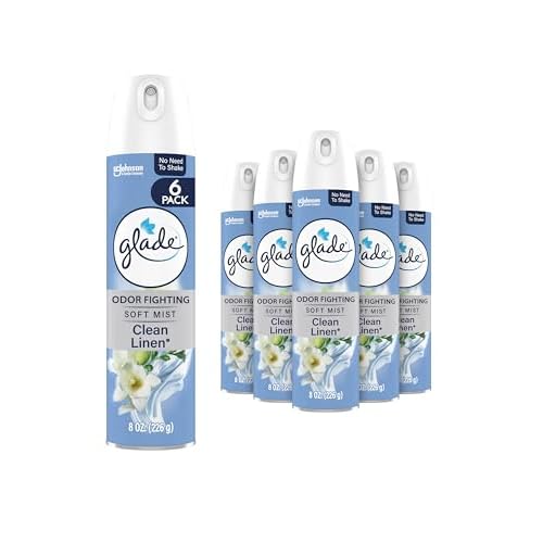 Glade Air Freshener Room Spray, Clean Linen Scent, Odor Fighting to Deliver Long Lasting Freshness, 8 Oz, 6 Count