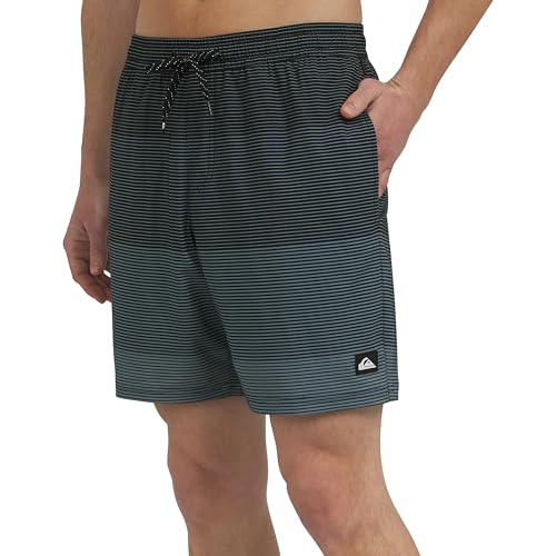 Quiksilver Herren Swimwear Regular Fit Stretchable Comfort Liner Badehose, Gestreiftes Design, Schwarz, 50