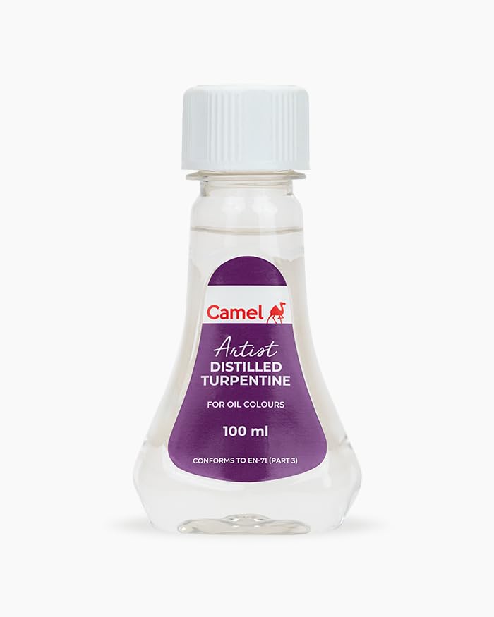 Image of Camel Distilled Turpentine 100 ml | Solvent for Oil Painting | Thinner for Oil Colours & Cleaning Brushes | Fast-Evaporating Art Medium