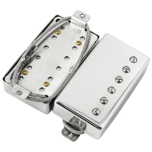 Domofa Alnico 5 Humbucker Pickup Neck Bridge Pickups Set for Les Paul Style Electric Guitar Chrome