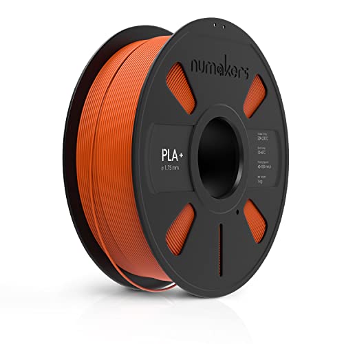 Image of NUMAKERS PLA+ 3D Printer Filament, 1.75mm, Dimensional Accuracy + /- 0.03 mm, 1 kg Spool (2.2 lbs), Compatible with Most FDM Printers (Orange)