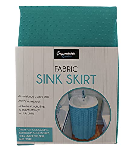 Diamond Stitch Fabric Bathroom Sink Skirt Utility Sink Waterproof Fits Standard Size Sinks Adds Bathroom Storage (Turquoise) Large #TOP10