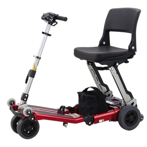 Freerider USA Luggie Super Foldable Scooter, 360 lbs Weight Capacity, 4 mph Top Speed, 41 Degree Turning Radius, 2.5 in Ground Clearance (Red, 10.5ah Lithium Ion)