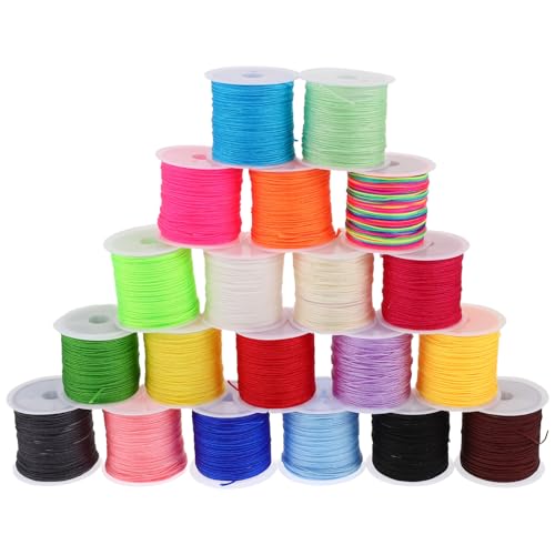 Cuerda para hacer joyas de 0,8 mm en 20 rollos de cordón trenzado acrílico de 10m 2