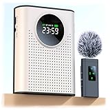 Portable Voice Amplifier with 2.4G Wireless Microphone & Magnetic Lapel Clip - Bluetooth, TF Card, USB, AUX Input Personal Speaker for Classroom,Tour Guide, Meeting Presentation, Conference, Black