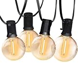 SUNTHIN Outdoor String Lights, 48FT Patio Lights with 25 G40 Shatterproof LED Bulbs(1 Spare), Waterproof Hanging Lights String for Outside Backyard, Porch, Deck, Party, Garden