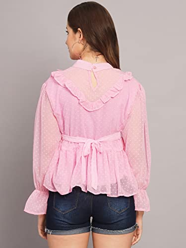 Image of FUNDAY FASHION Casual Cuffed Sleeves Solid Women Regular Fit Boota Top