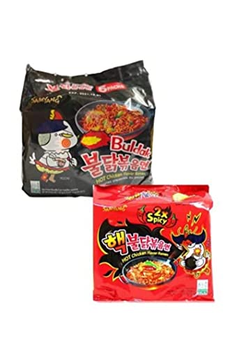 SPICEHUB Samyang Hot Chicken Ramen Noodles Combo 140g (5 Pack 2X Spicy & 5 Pack Hot Chicken Noodles) 10 Pieces Total