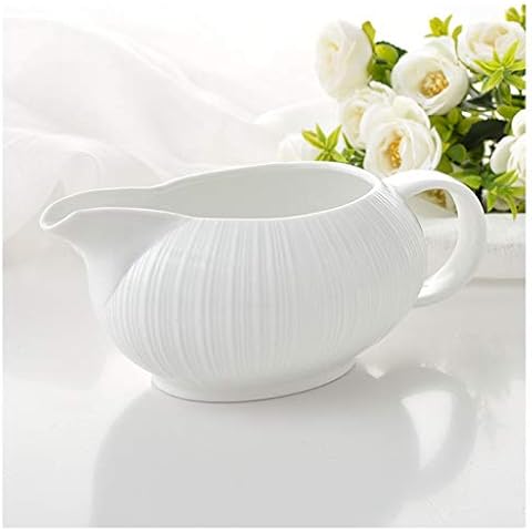 KGDC Gravy Boats Sauce Jugs European and American Simple Coffee Milk Can Eagle Beak Design Milk Cup, Novel Striped Ceramic Milk Can, Large Capacity Milk Cup 500ml Sauce Boat Cover