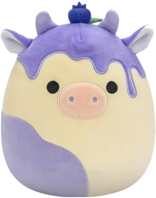 Squishmallows Hybrid Sweet Squad 8"" Benito The Blueberry Cow Plush Doll, Purple/White